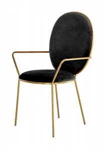 Krzesło do salonu nowoczesne czarne na złotych nogach Liam 