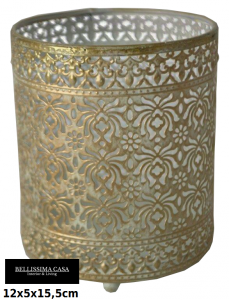 Lampion świecznik dekoracyjny antyczne złoto ażurowy