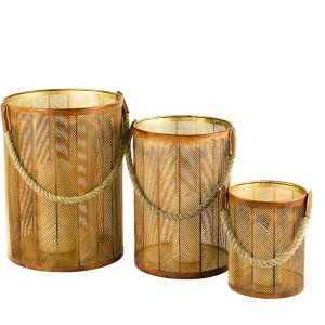 Zestaw złotych lampionów indyjskich w 3 rozmiarach z uchwytem