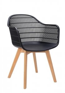 Krzesło fotel z drewna jesionowego i polipropylenu w stylu boho  MODESTO
