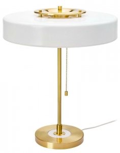 Elegancka lampa biurkowa biało-złota - aluminium, szkło
