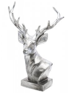 Piękna stylowa figurka srebrna dumna głowa renifera
