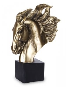 Dekoracja do salonu figurka złota głowa konia