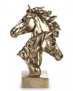 Dekoracyjna elegancka figurka głowy koni złota