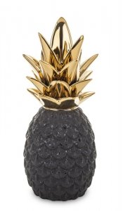 Figurka dekoracyjna ananas czarno złoty 22x9x9