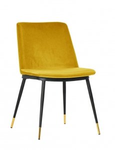 Żółte krzesło Carlo czarne nogi złote zdobienie