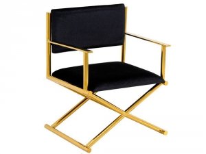 Czarno złoty fotel krzesło DIRECTOR welurowy