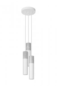 Cylindryczna potrójna wisząca lampa sufitowa BORGIA 3P biało szara
