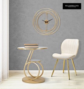 Niezwykły bardzo oryginalny włoski stylowy zegar glamour Złote Ringi