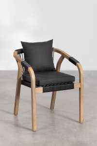 Zestaw 4 krzeseł ogrodowych Doha z podłokietnikami z drewna akacjowego
