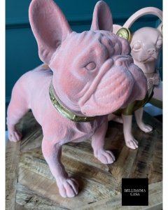 Urocza oryginalna duża dekoracja figurka psa w kolorze różowym