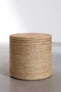 Okrągła pufa Fine z juty stolik pomocniczy do salonu w naturalnym kolorze