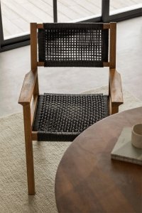 Krzesła z podłokietnikami z drewna Tenay Square grafit 2 szt komplet 