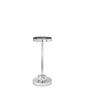 Niski 37  cm świecznik srebrny stojak z dekoracyjnym kryształem