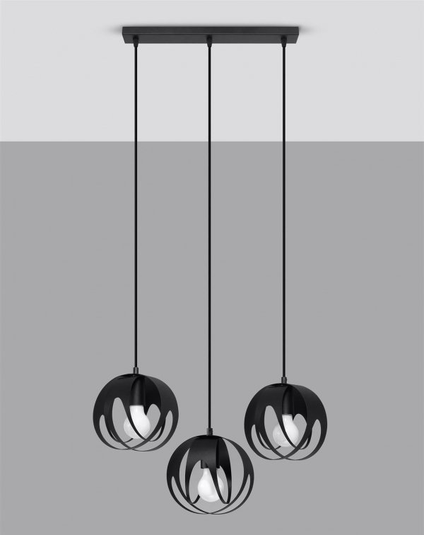 Lampa sufitowa trzy kule Toulouse czarna