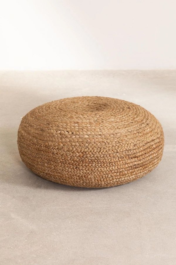 pufa jutowa Peter 60 cm do salonu okrągła w naturanym kolorze