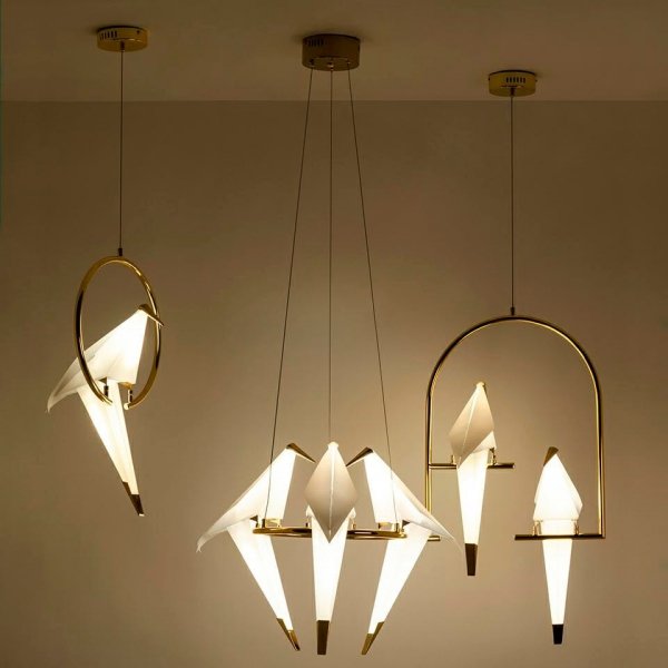 Lampa wisząca Ptaki Na Trapezie złota - LED