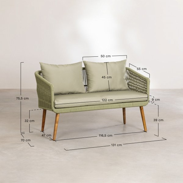 Meble ogrodowe Beker na taras w stylu śródziemnomorskim sofa 2 osobowa 2 fotele - bez stolika