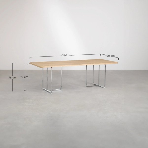 Prostokątny stół jadalny Tento MDF fornir SKLUM jesionowy 240 cm – wymiary