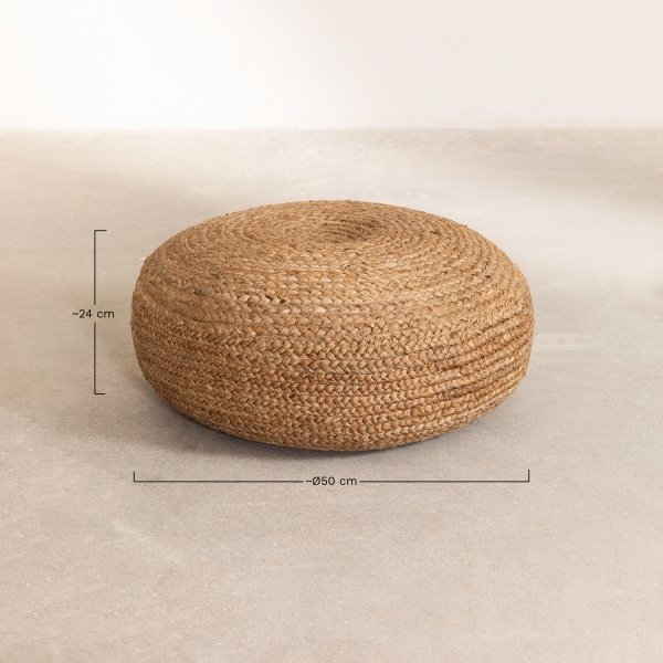 puf do salonu Peter pufa z juty wewnętrzna okrągła 50 cm
