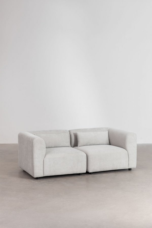 Dwuczęściowa sofa do salonu z modułów Fogiel kolor szary