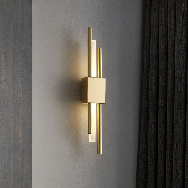 Designerska lampa na ścianę kinkiet metalowy złoty Sem Left
