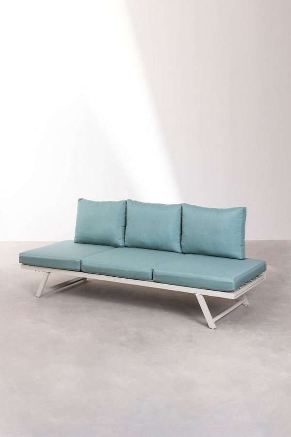 Regulowana sofa aluminiowa leżanka na taras z poliestrowymi poduchami Chatura zielona patyna
