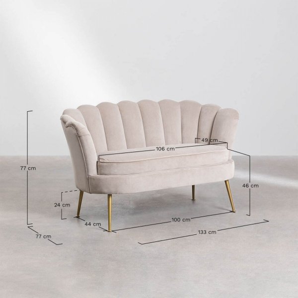 Nowoczesna sofa Keiko do salonu lub poczekalni w stylu glamour-złote nogi niebieska