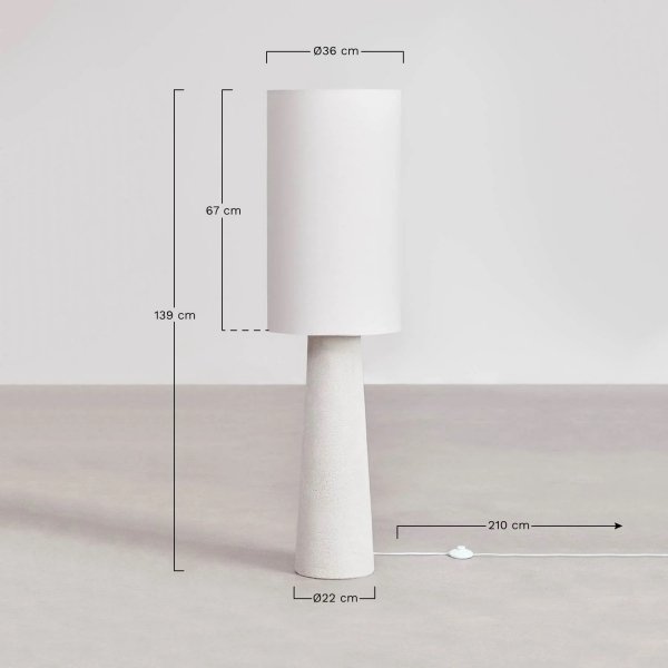 Lampa podłogowa z lnu i włókna szklanego do salonu Joan 