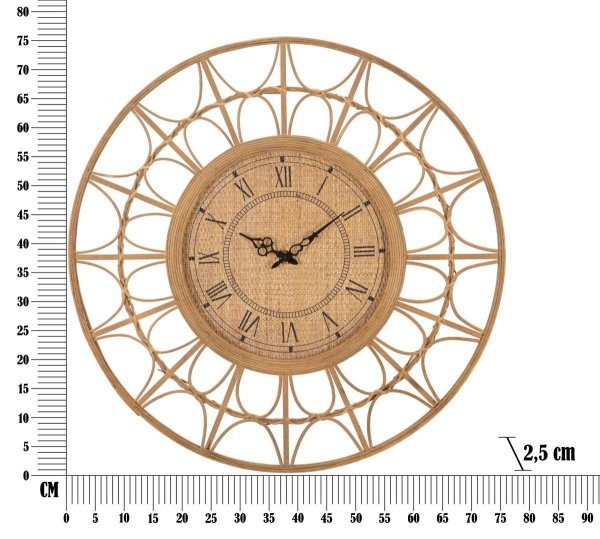 Rattanowy Zegar Ścienny Parma 76 cm Do salonu Boho