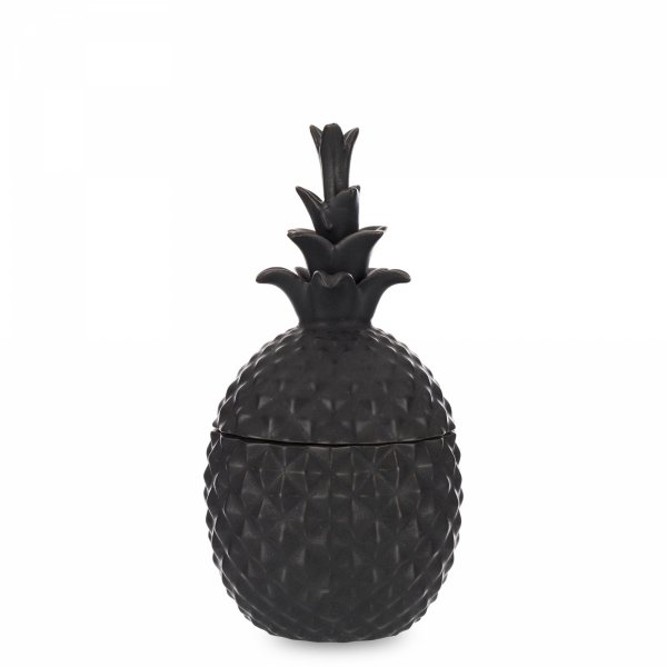 Dekoracyjna figurka Ananas z pokrywką w kolorze czarnym matowym