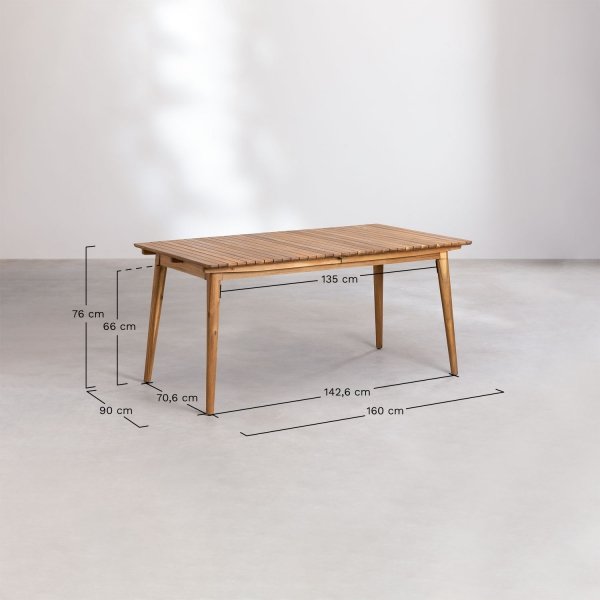 zestaw ogrodowy Terry stół rozkładany  (160-210x90 cm) + 6 krzeseł z drewna akacjowego