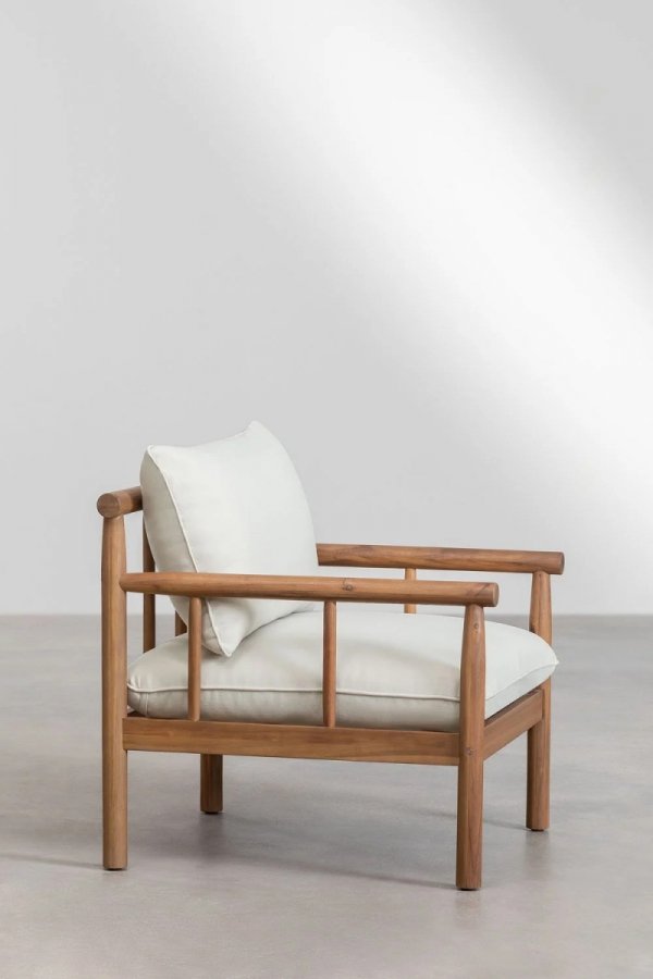 zestaw ogrodowy meble do ogrodu Alvin SKLUM komplet sofa, fotel i stolik z drewna akacjowego