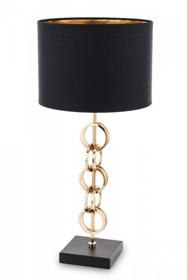 Lampa stołowa trzy pierścienie czarny abażur i czarna podstawa