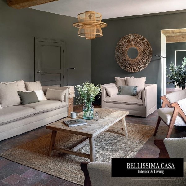 Bambusowa lampa sufitowa wisząca Li do salonu boho