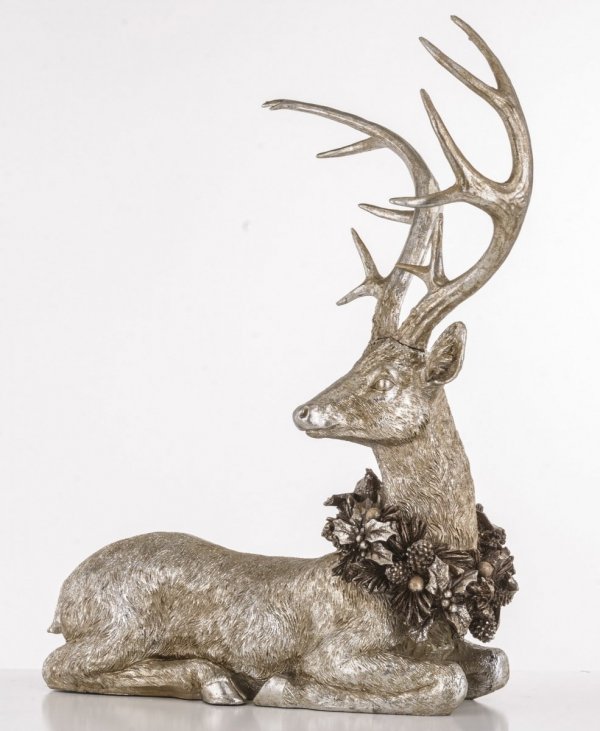 Srebrna dekoracyjna figurka jeleń  