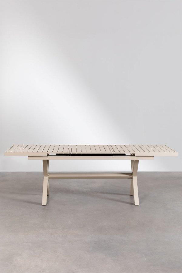 elegancki zestaw ogrodowy paula z rozkładanym stołem 180–240x90 cm i sześcioma aluminiowymi krzesłami z tekstylnym siedziskiem i oparciem