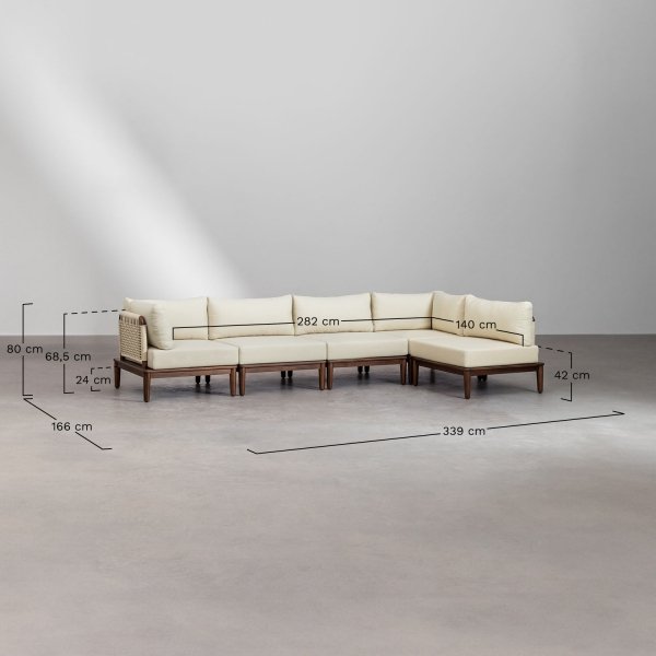 SKLUM duży zestaw mebli do ogrodu Roxy tarasowe meble w zestawie sofa i stolik kawowy