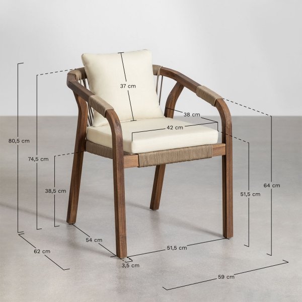 zestaw doha z rozkładanym stołem akacjowym 200–300x100 cm i 8 krzesłami ogrodowymi