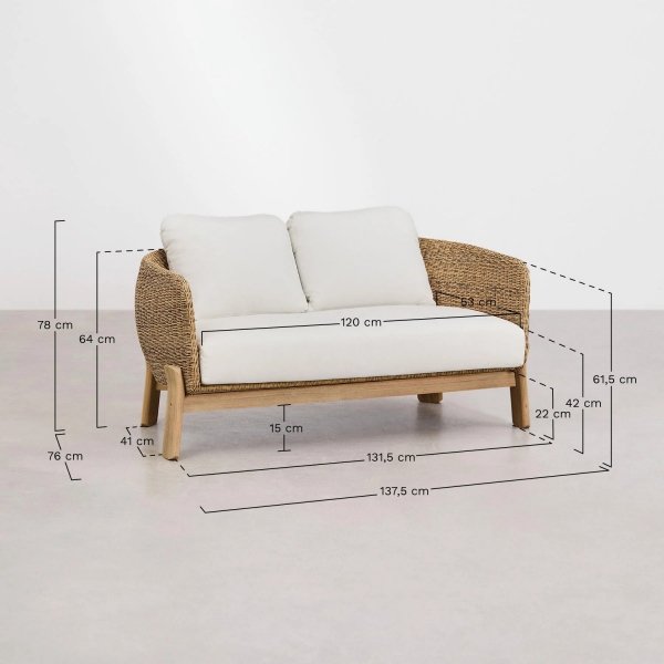 Zestaw mebli na taras ogrodowy Leilan akacjowa sofa, stolik i dwa fotele