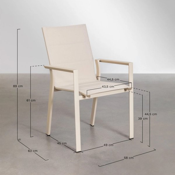 elegancki zestaw ogrodowy Paula, składający się z rozkładanego prostokątnego stołu (180-240x90 cm) i sześciu aluminiowych krzeseł z siedziskami i oparciami z tekstyliów