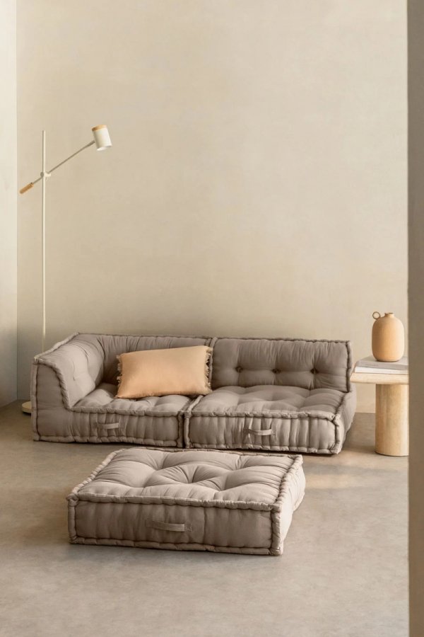 Bawełniana sofa modułowa 3 częściowa do salonu boho Daisy kolory szary kret
