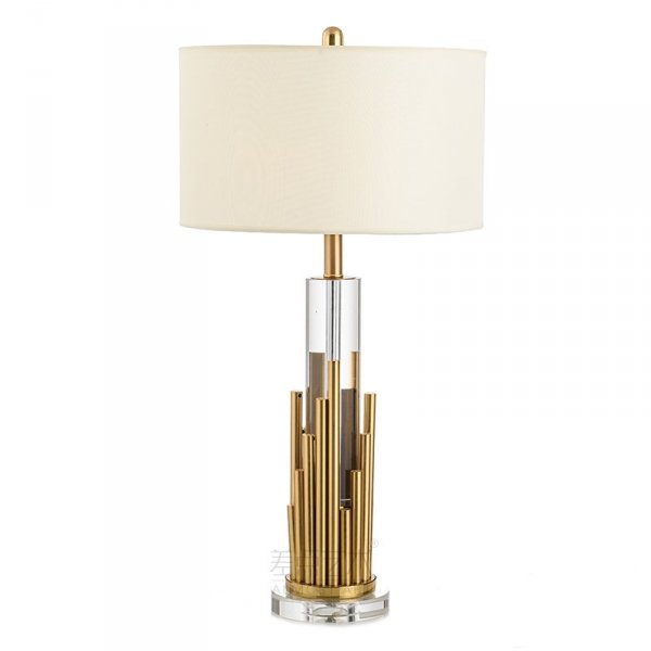 Lampa stołowa z designerskim wykończeniem Kumiko kryształowo metalowa