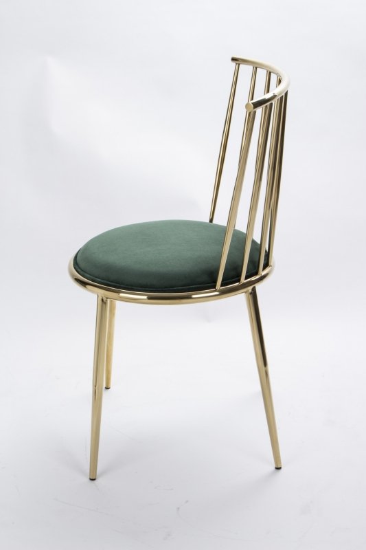 Proste złote eleganckie glamour krzesło metalowe z szerokim oparcierm