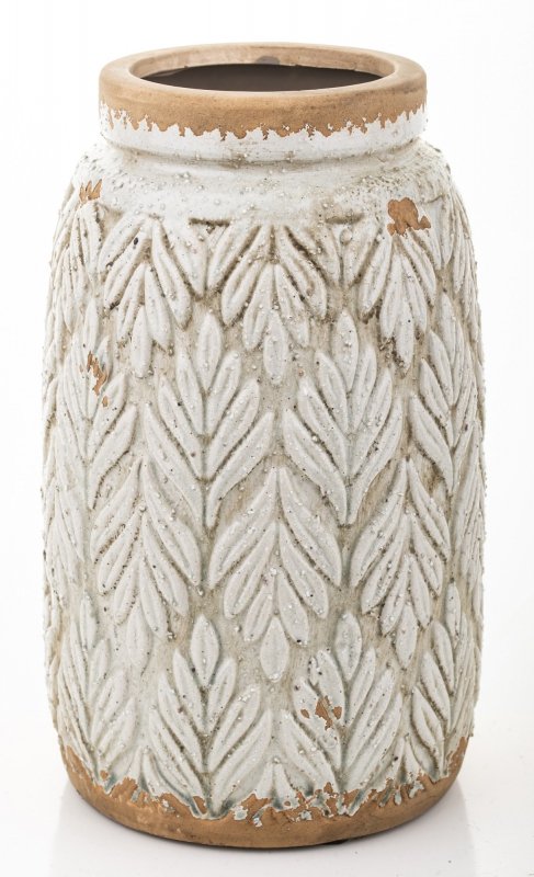 Ceramiczny kremowy zdobiony wazon