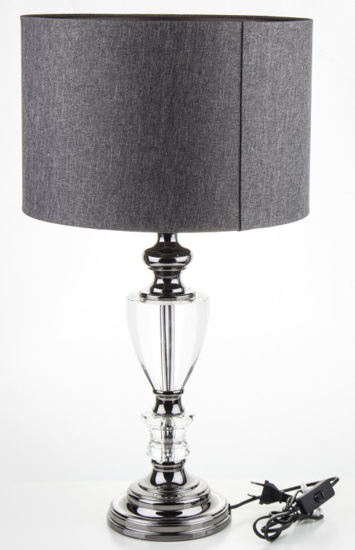 Wysoka lampa stołowa z ciemnym kloszem 