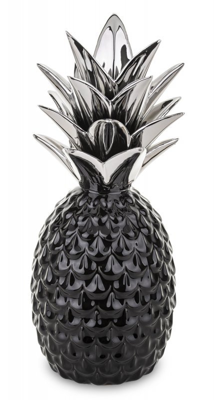 Figurka dekoracujna ananas czarno srebrny  29x13x13