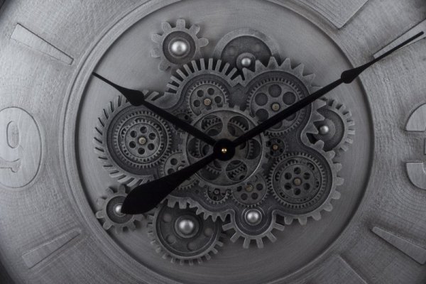 Zegar ścienny z widocznym mechanizmem elegancki wytworny zachwycający duży