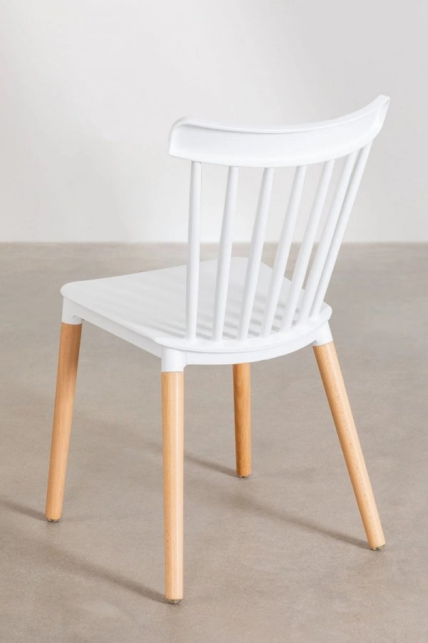 Zestaw stołu do jadalni z 4 krzesłami Navy w kolorze białym z drewna