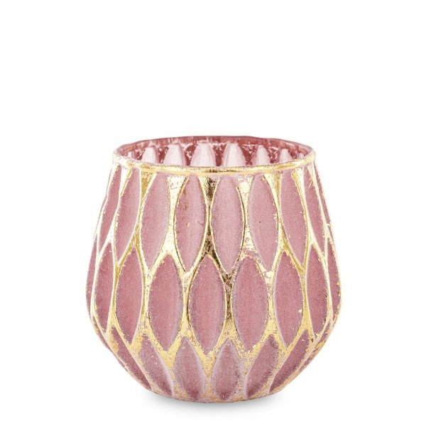 Świecznik dekoracyjny różowo-złoty 10x10x10